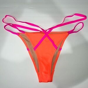 L'Agent by Agent Provocateur Eleena Orange Pink Strappy Bathing Suit Bottom